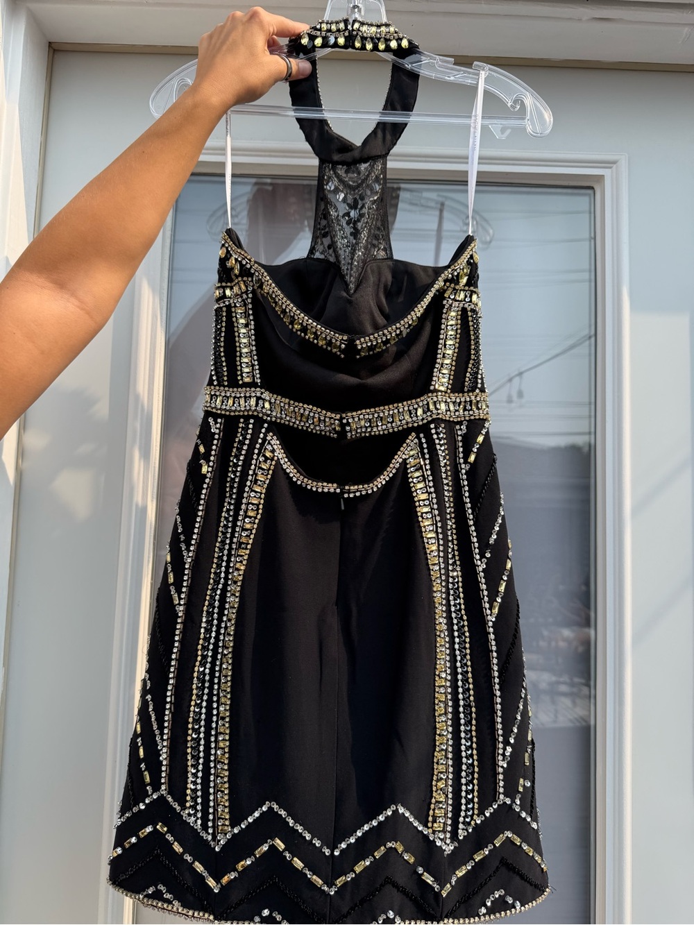 Rachel Allan Black Mini Dress with Gold Embellishment - Picture 6 of 7